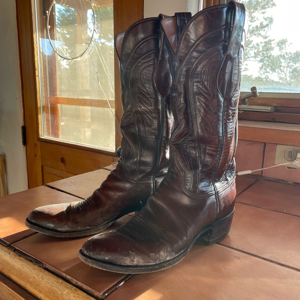 Vintage Cowboy Boots Lucchese San Antonio Brown Western - Sz 8.5C